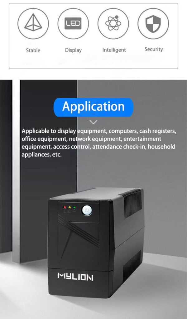 Mylion simulated sine wave ups 500VA 300W Uninterruptible Power Supply battery backup with lifepo4 battery ups for computer - Imagen 8