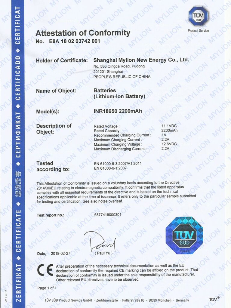 Mylion Certificate