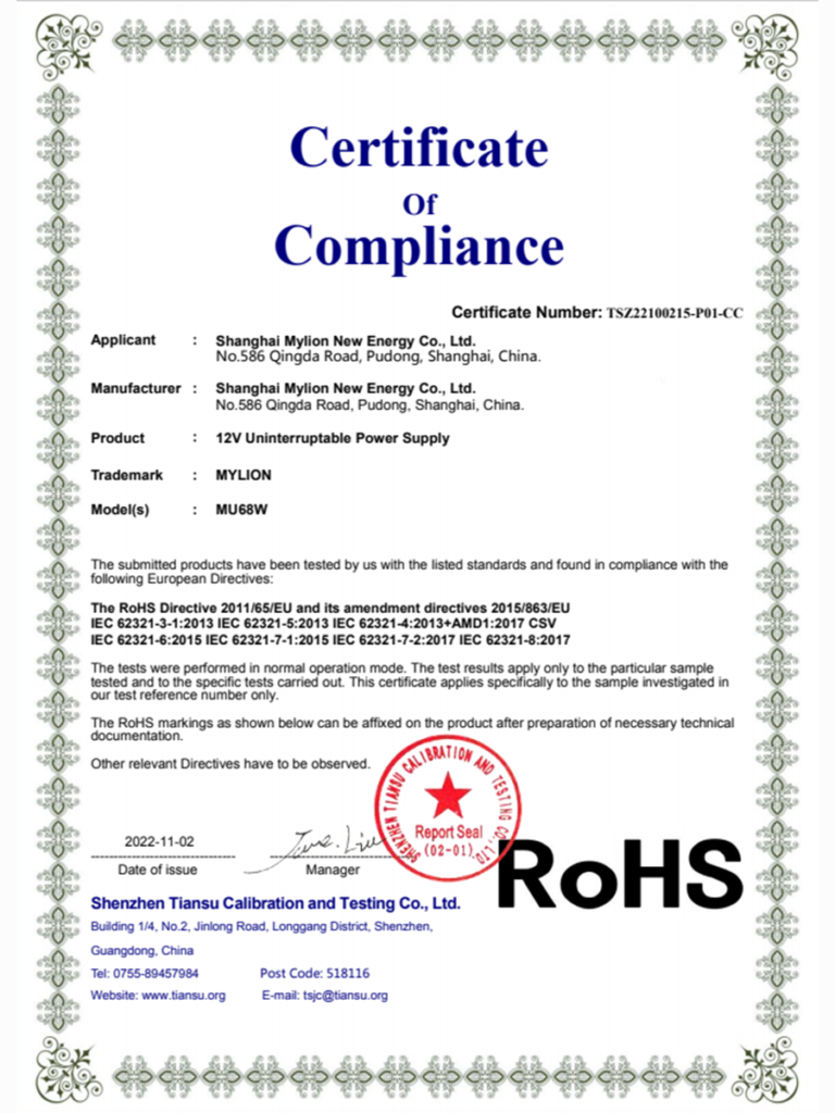 Mylion Certificate