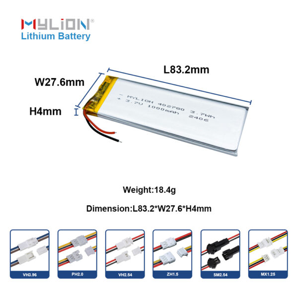 Mylion 3.7v 1000mah 402780 lithium polymer battery - Image 2